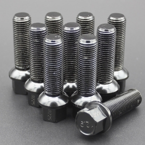 42mm 12.9 Grade R14 Ball Seat Extended Lug Bolts with Dual Coating for Mercedes, Audi, Porsche Series