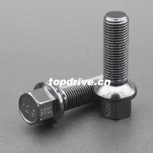 39mm Shank Black 12.9 Grade R14 Ball Seat Extended Lug Bolts with Dual Coating for Mercedes, Audi, Porsche Series